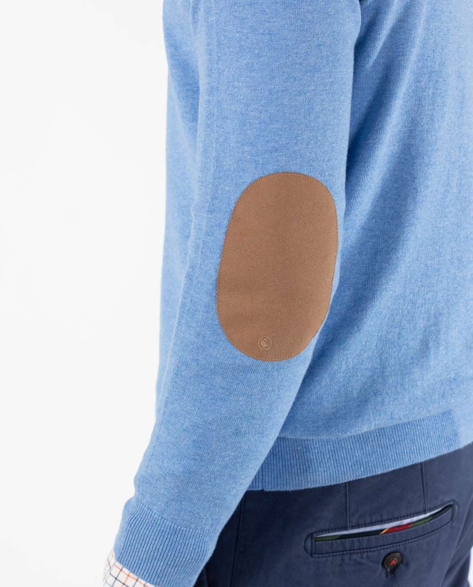 Jersey Cuello Pico Coderas Celeste - Imagen 6