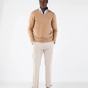 Jersey Cuello Pico Coderas Beige