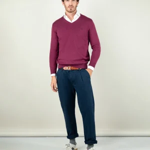 Jersey Cuello Pico Coderas Borgoña