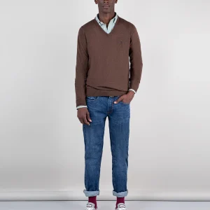 Jersey Cuello Pico Coderas Chocolate