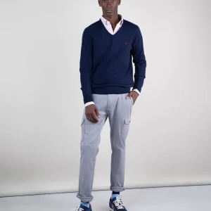 Jersey Cuello Pico Coderas Marino