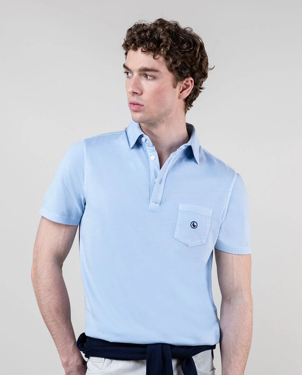 Polo Slub Jersey Azul - Imagen 3