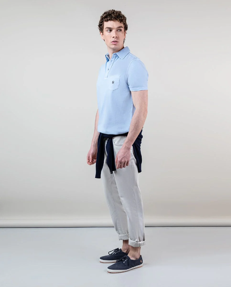 Polo Slub Jersey Azul - Imagen 4