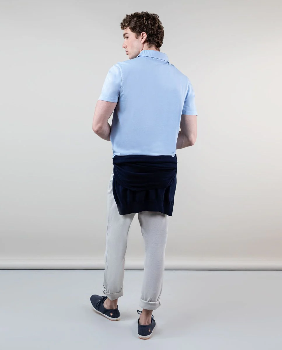 Polo Slub Jersey Azul - Imagen 5