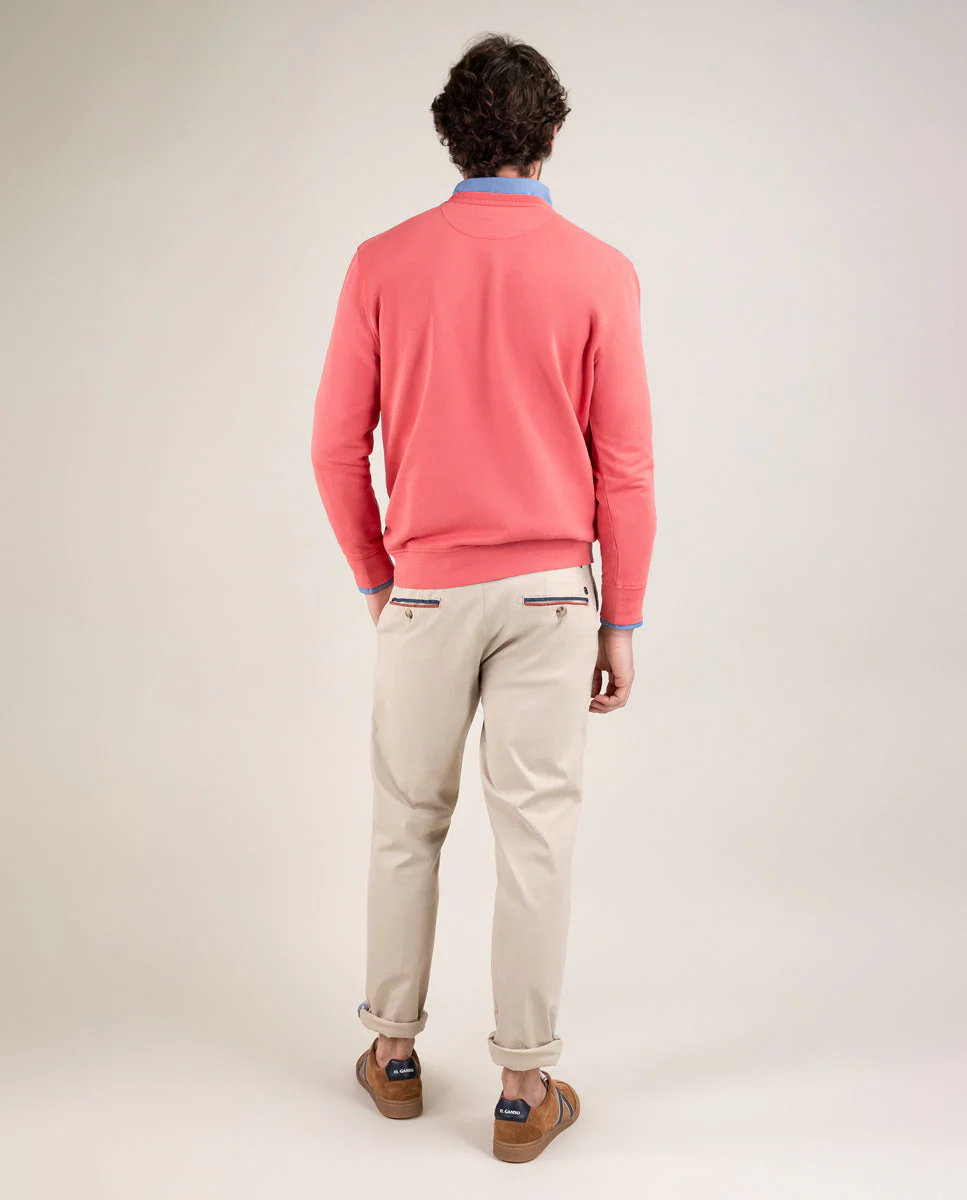 Sudadera Cuello Caja Garment Dyed Rojo - Imagen 3