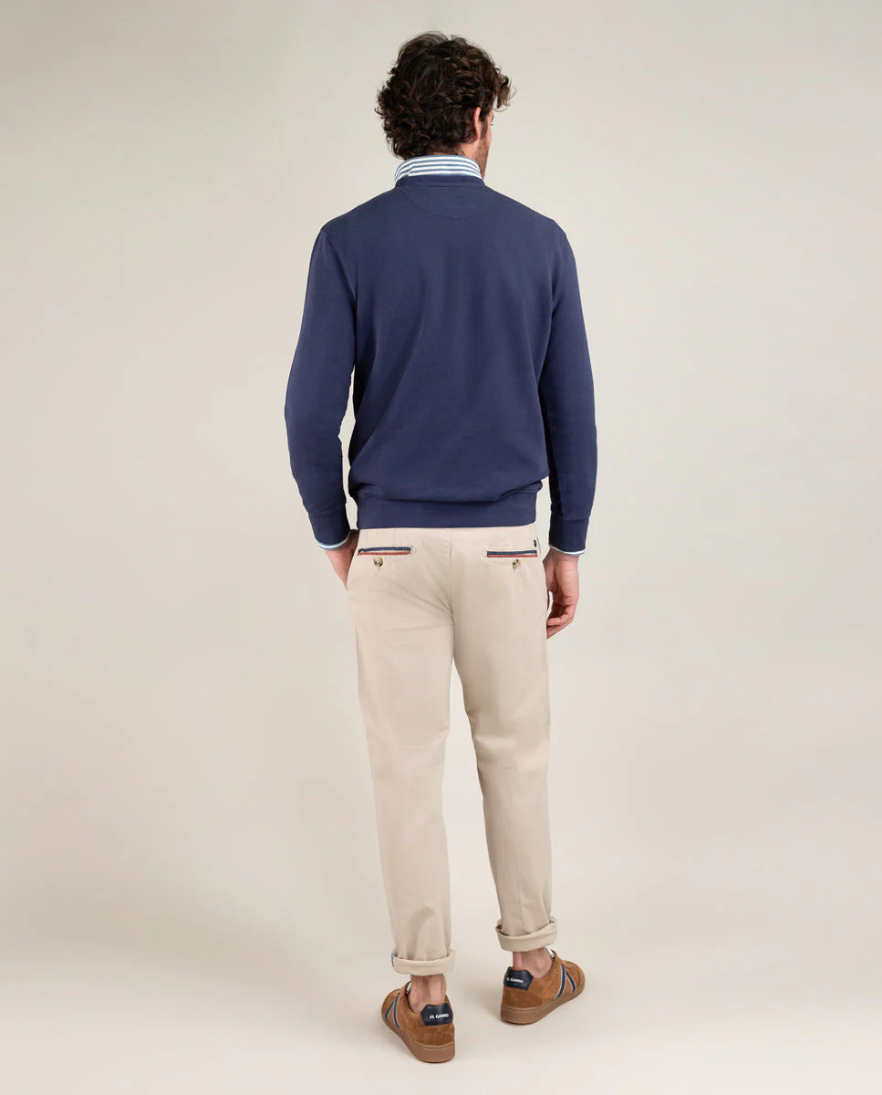 Sudadera Cuello Caja Garment Dyed Marino - Imagen 6