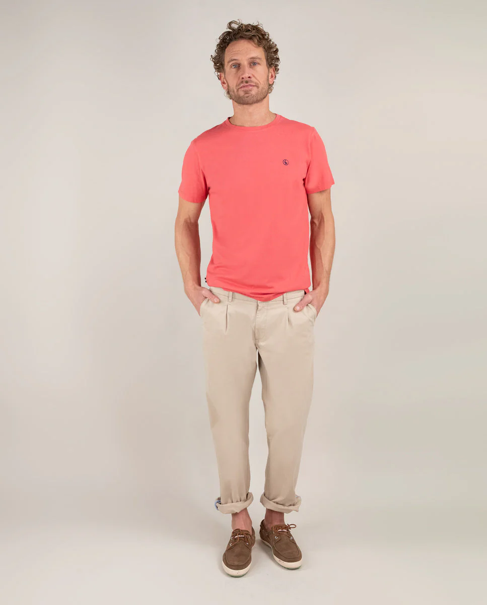 Camiseta Cuello Caja Garment Dyed Rojo