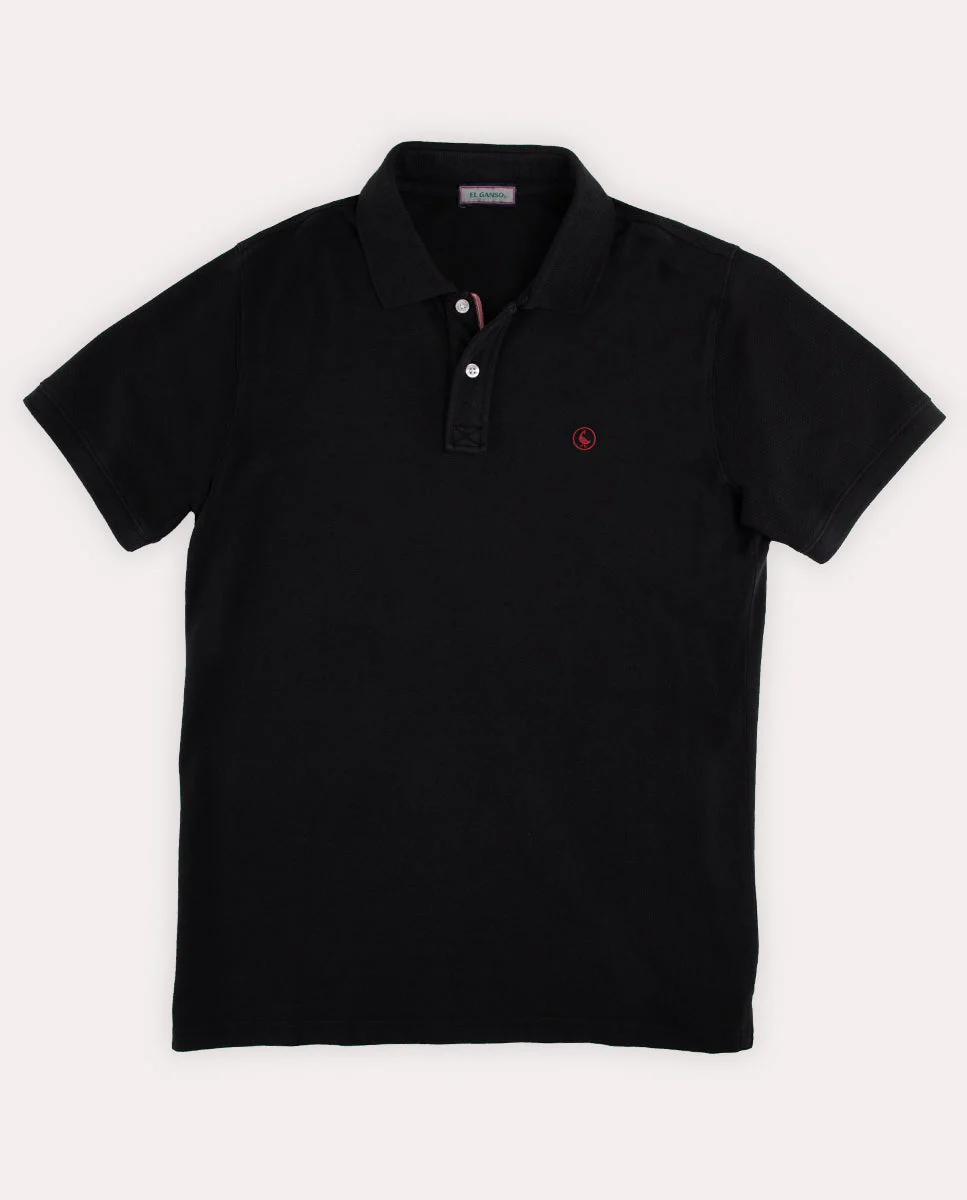 Polo Piqué Garment Dyed Negro - Imagen 6