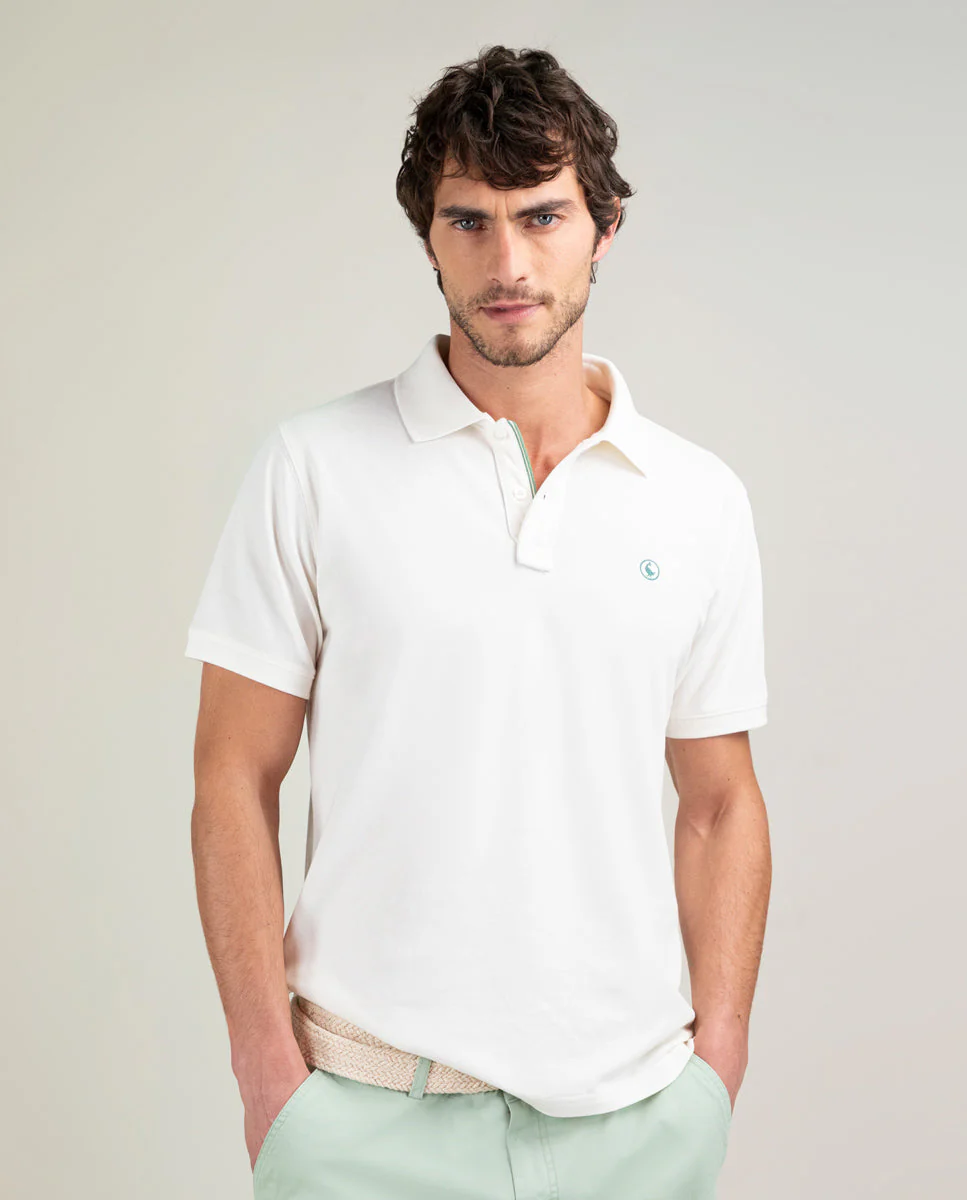 Polo Piqué Garment Dyed Blanco - Imagen 3