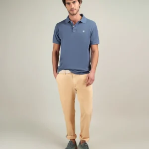 Polo Piqué Garment Dyed Azul Medio