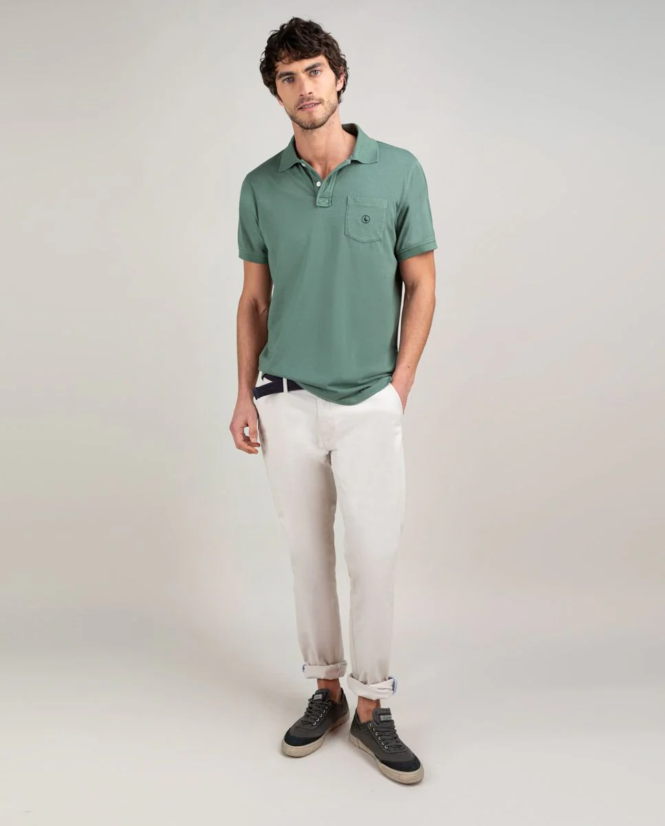 Polo Single Jersey Garment Dyed Verde