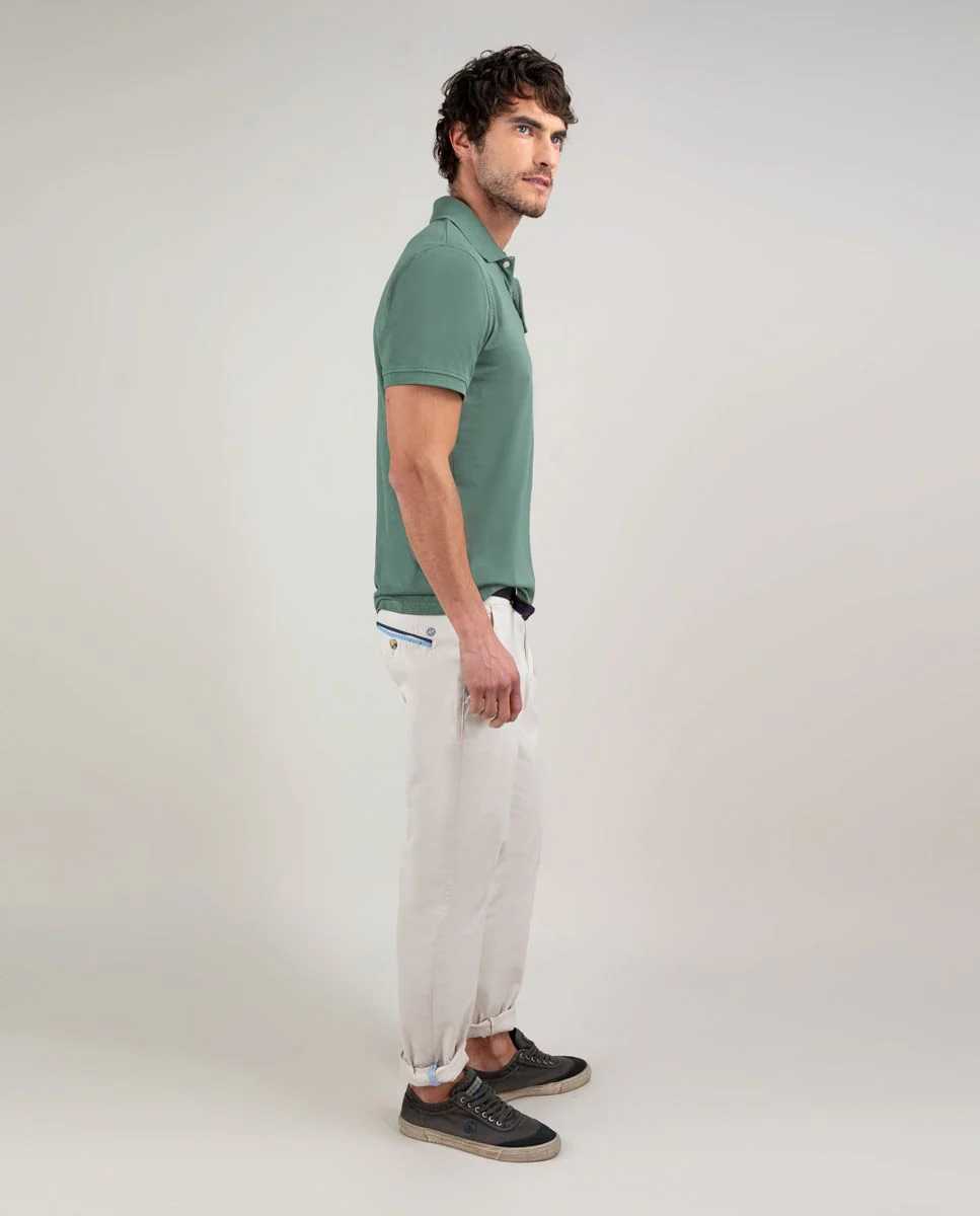 Polo Single Jersey Garment Dyed Verde - Imagen 3
