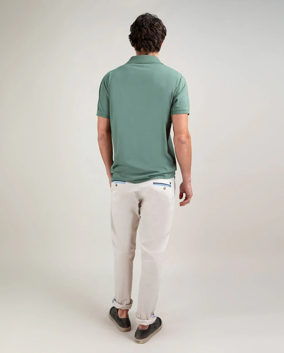 Polo Single Jersey Garment Dyed Verde - Imagen 4