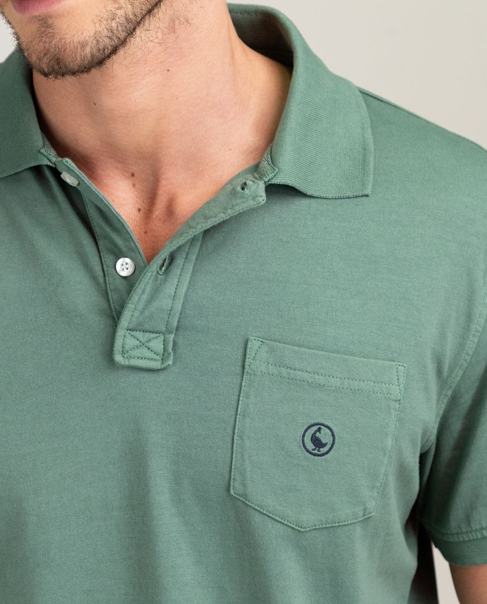 Polo Single Jersey Garment Dyed Verde - Imagen 5
