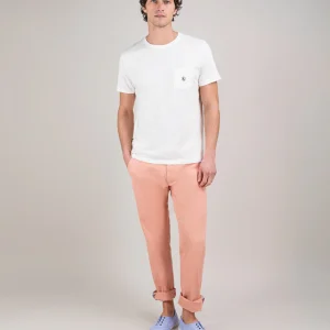 Camiseta Garment Dyed Slub Bolsillo Blanco