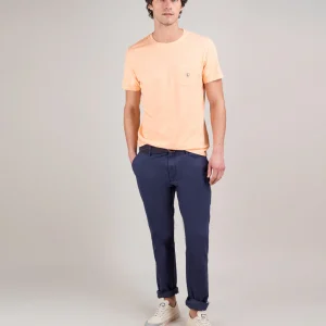 Camiseta Garment Dyed Slub Bolsillo Naranja