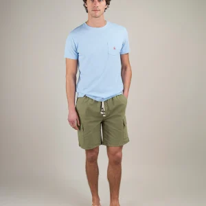 Camiseta Garment Dyed Slub Bolsillo Azul