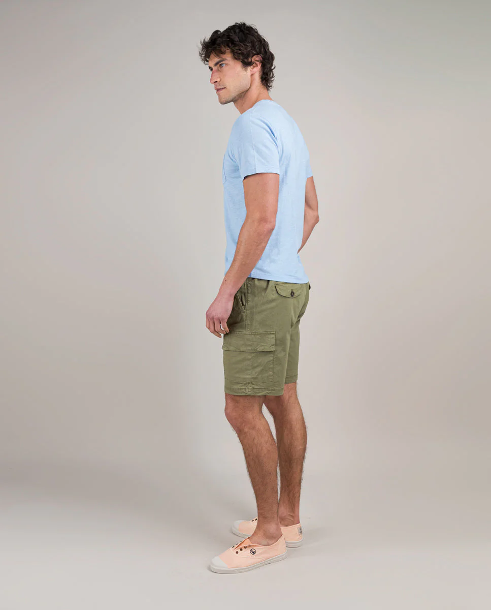 Camiseta Garment Dyed Slub Bolsillo Azul - Imagen 3