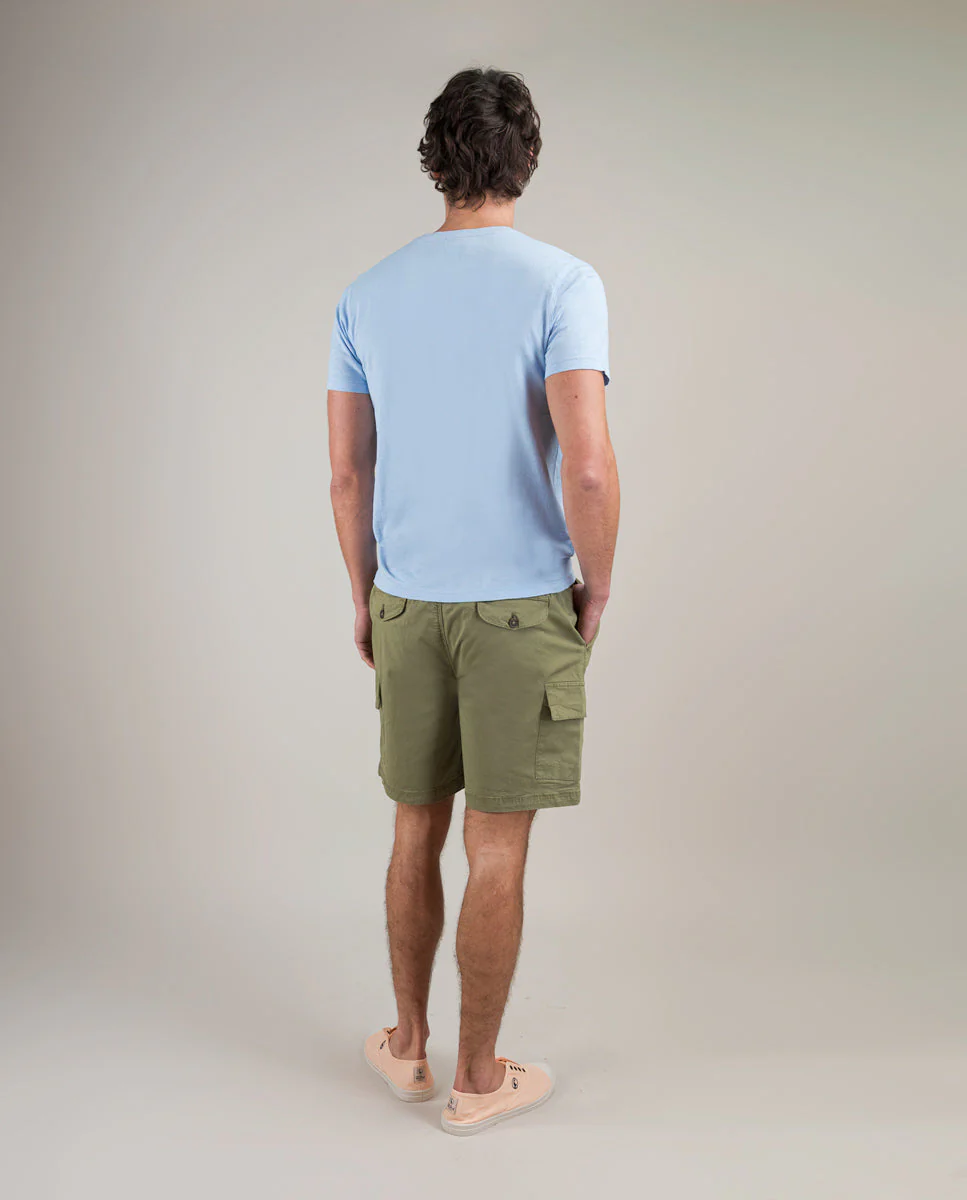 Camiseta Garment Dyed Slub Bolsillo Azul - Imagen 4