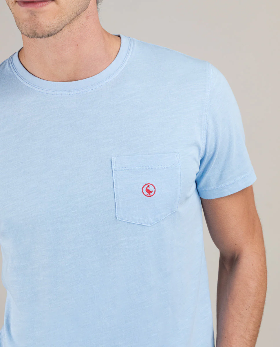 Camiseta Garment Dyed Slub Bolsillo Azul - Imagen 6