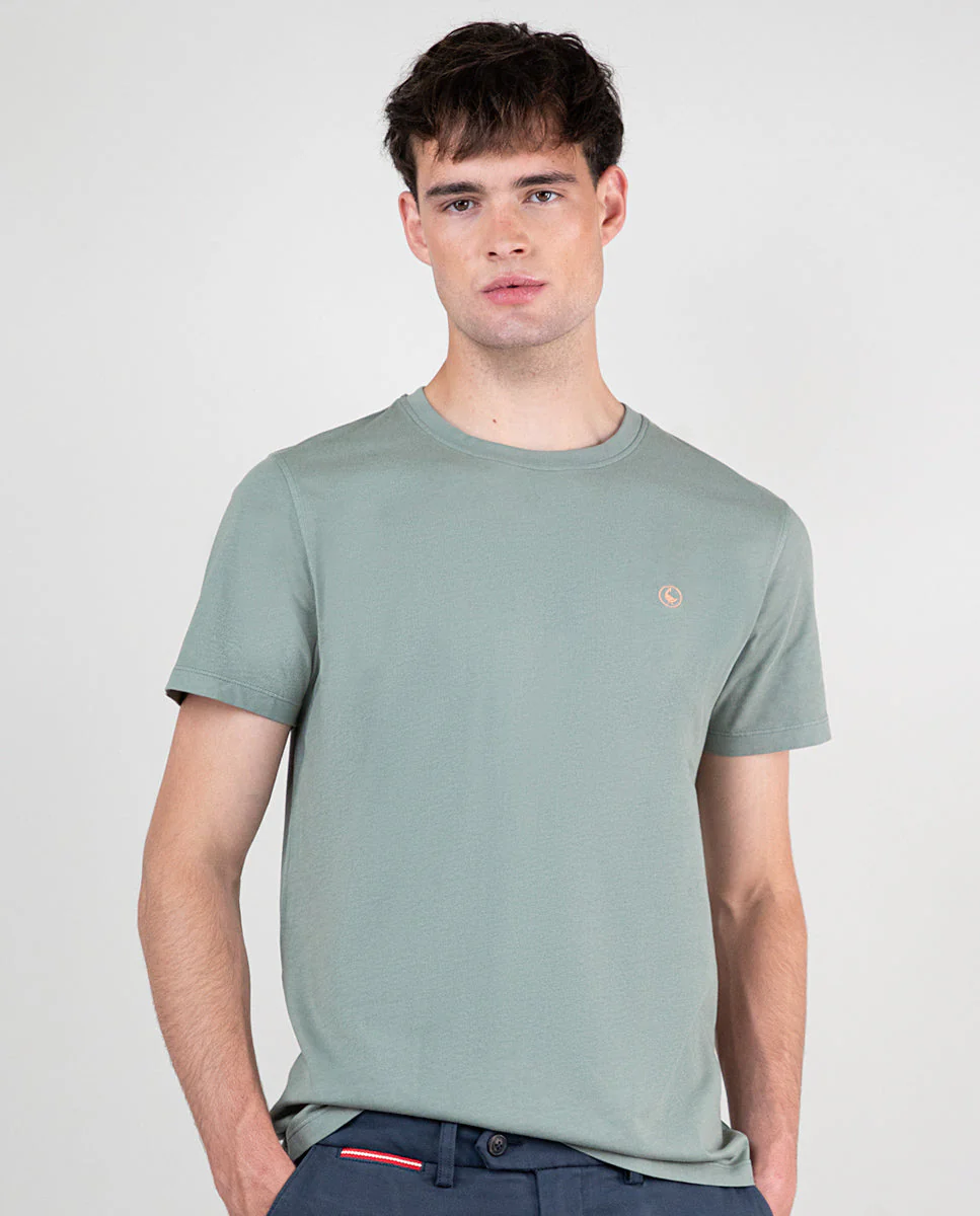 Camiseta Cuello Caja Garment Dyed Verde Claro - Imagen 4