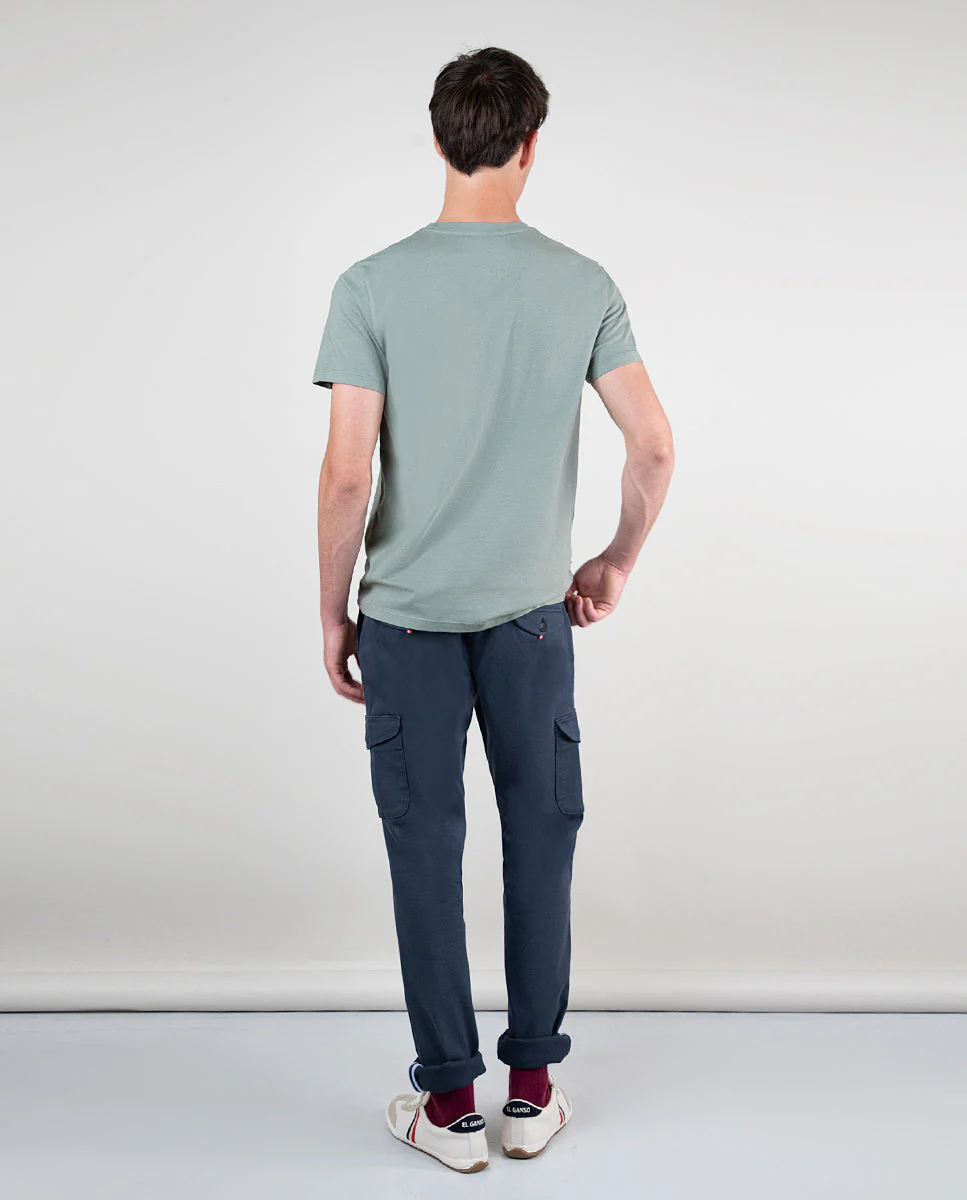 Camiseta Cuello Caja Garment Dyed Verde Claro - Imagen 3