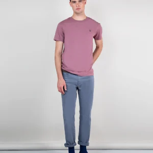 Camiseta Cuello Caja Garment Dyed Berenjena