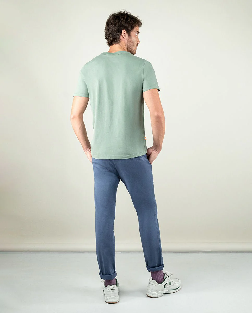 Camiseta Cuello Caja Garment Dyed Kakhi - Imagen 3