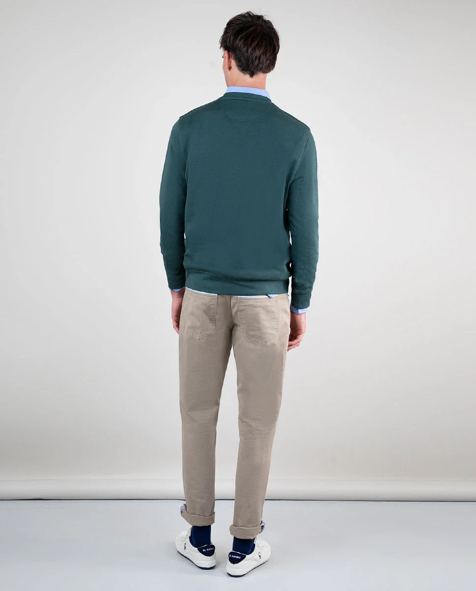 Sudadera Cuello Caja Garment Dyed Verde Pino - Imagen 4