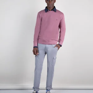 Sudadera Cuello Caja Garment Dyed Berenjena