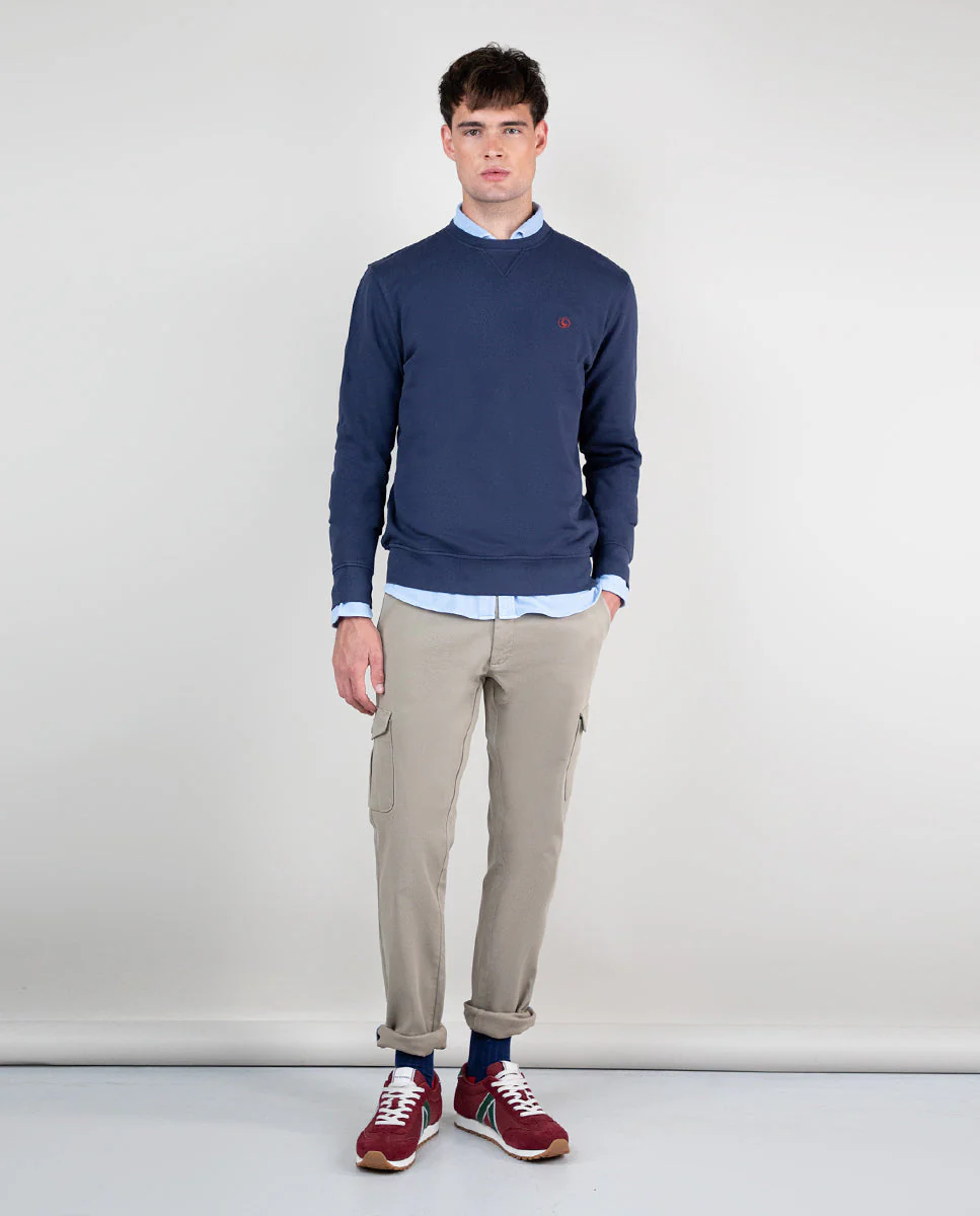 Sudadera Cuello Caja Garment Dyed Marino