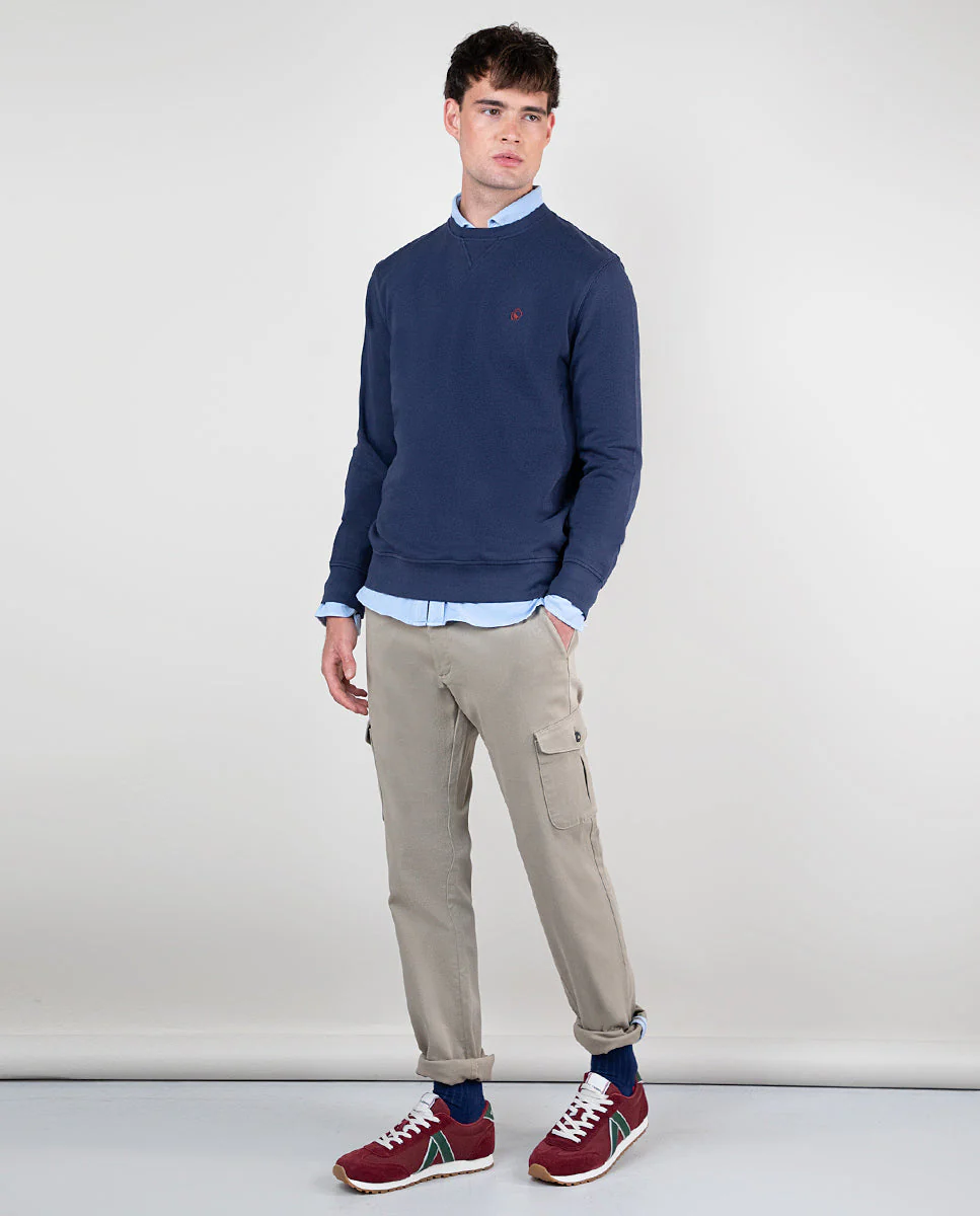 Sudadera Cuello Caja Garment Dyed Marino - Imagen 4