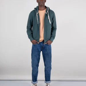Sudadera Zipper Garment Dyed Verde Pino