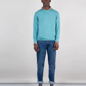 Sudadera Cuello Caja Garment Dyed Verde Azulado