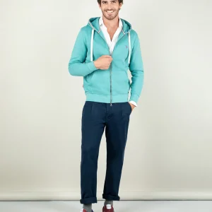 Sudadera Zipper Garment Dyed Verde Azulado