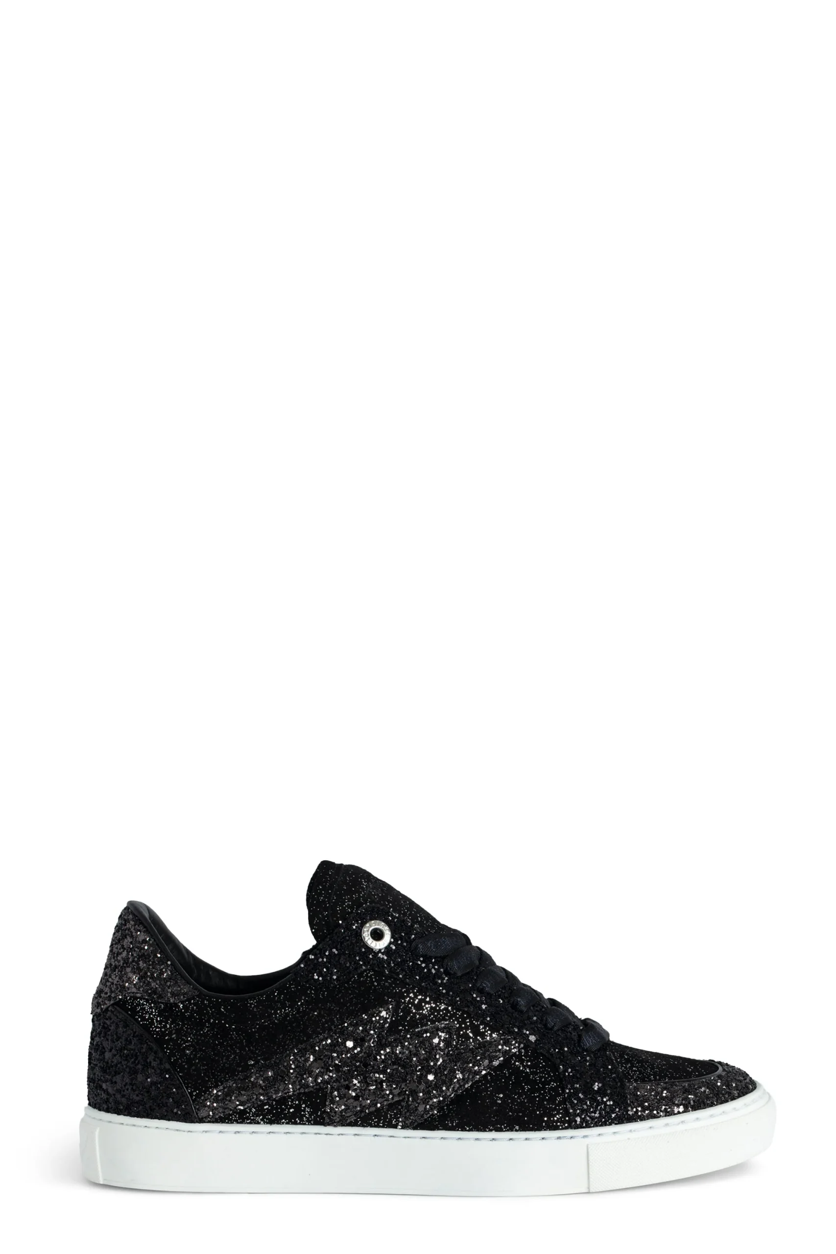 Sneakers Flash Leather Mix+Glitter Noir
