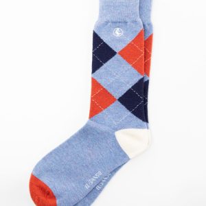 Calcetín Lana Rombos Azul Claro