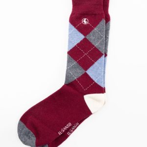 Calcetín Lana Rombos Burdeos