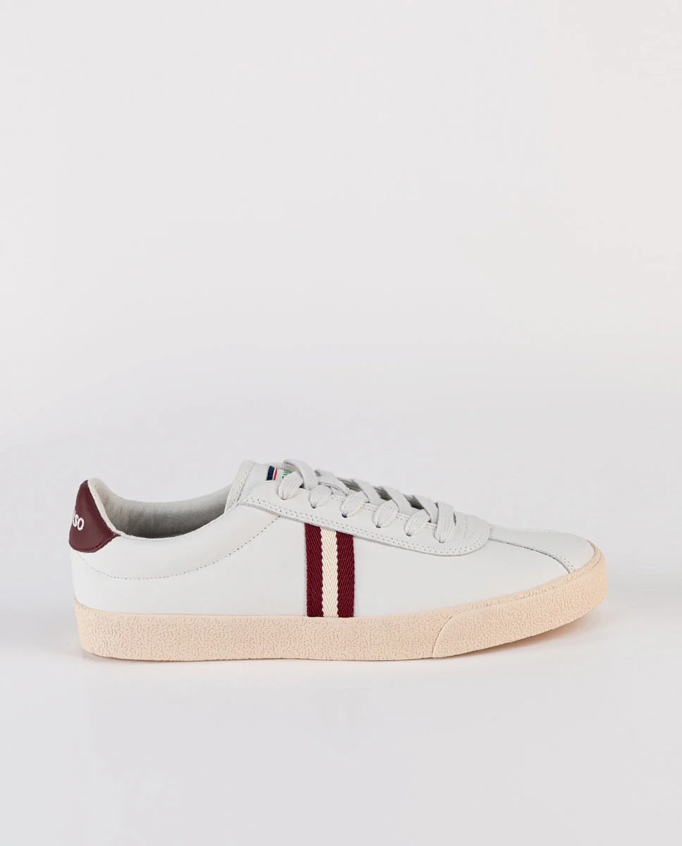 Zapatilla Blanca Piel Banda Roja - Imagen 4