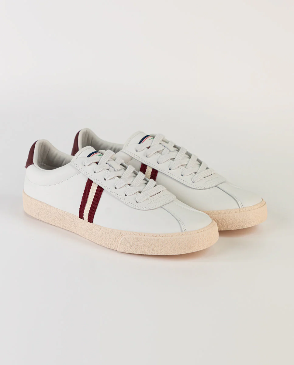 Zapatilla Blanca Piel Banda Roja - Imagen 6