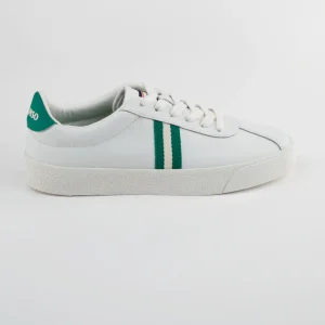 Zapatilla Piel Blanca Cinta Verde