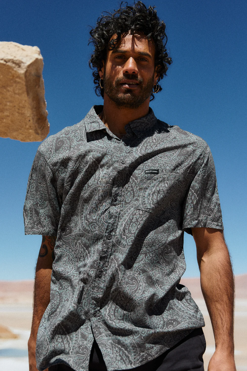 Camisa Mero Paisley Gris Hombre ECOVERO™