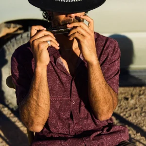 Camisa Mero Tribal Burdeo Hombre ECOVERO™