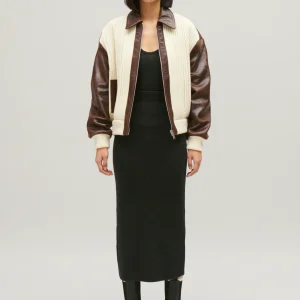 Bomber marrón de dos materiales