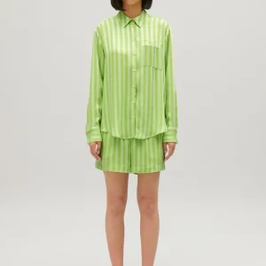 Camisa suelta de rayas matcha