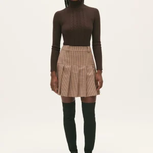 Falda corta de cuadros cámel