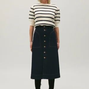 Falda midi vaquera azul