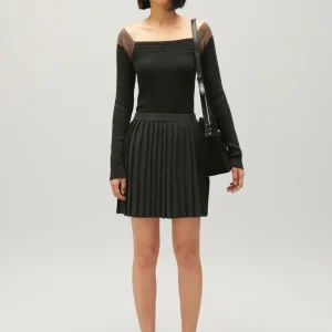 Falda corta plisada gris jaspeado