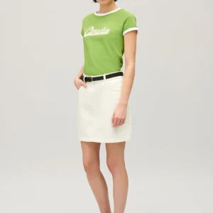 Falda corta vaquera en crudo