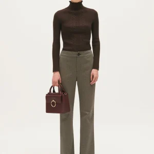 Pantalón recto con estampado chocolate